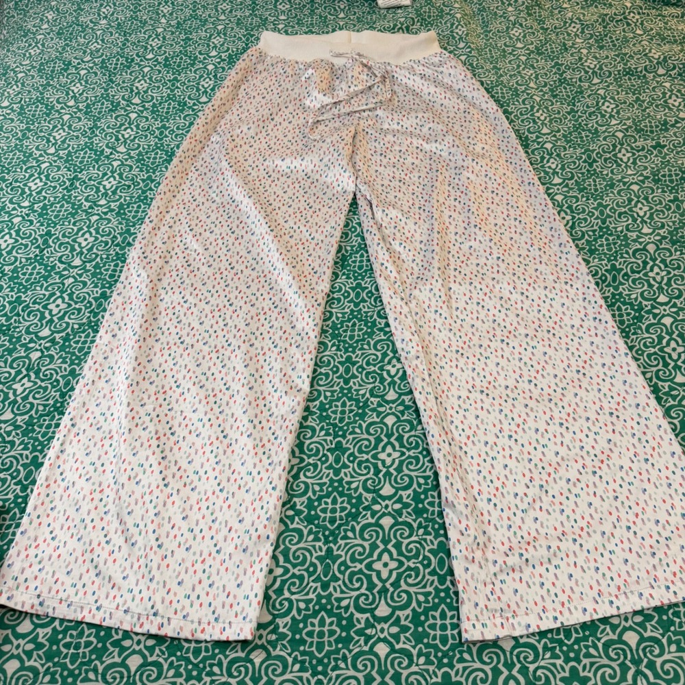 The Royal Standard Womens Confetti Dot Pajama Pants White Multi Satin Lounge L